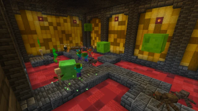 Deux joueurs combattant des mobs dans la tour dimensionnelle