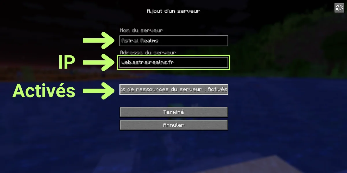 Remplis informations